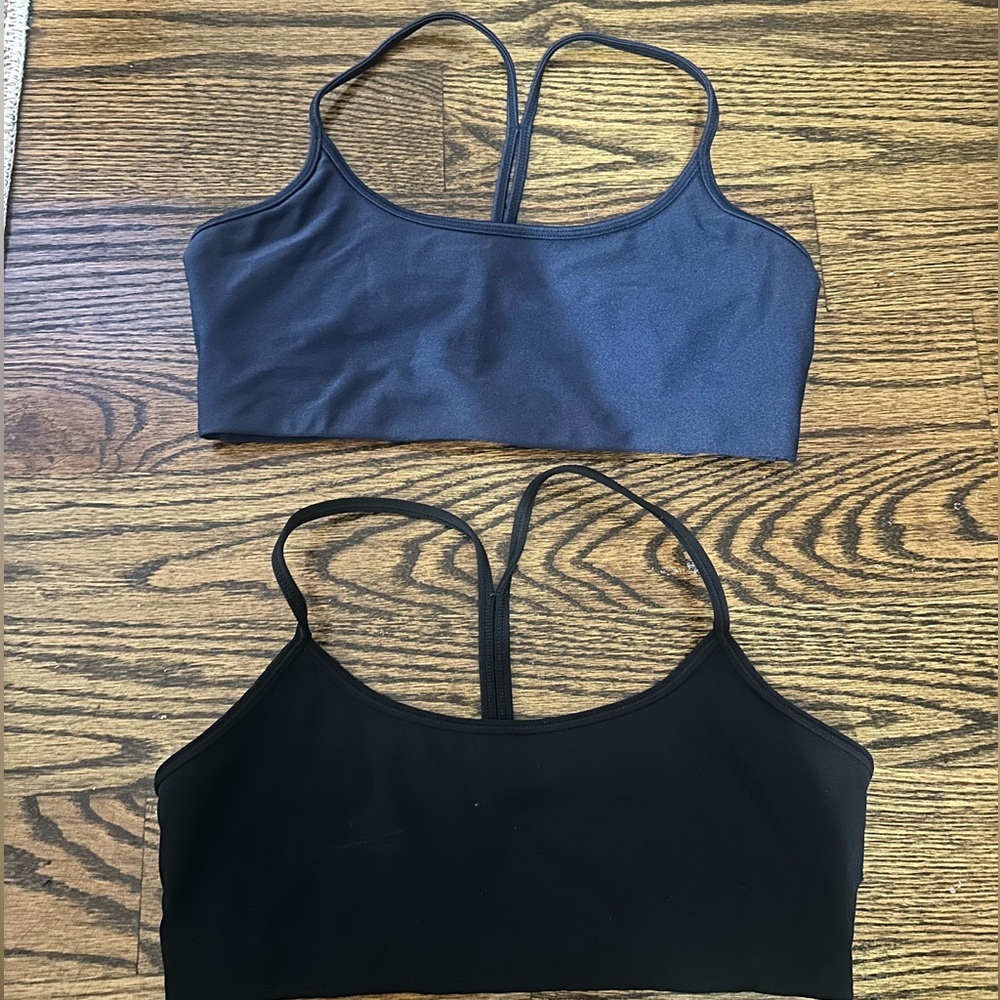 All-Access Sports Bras in Black and Shiny Navy, Size M
